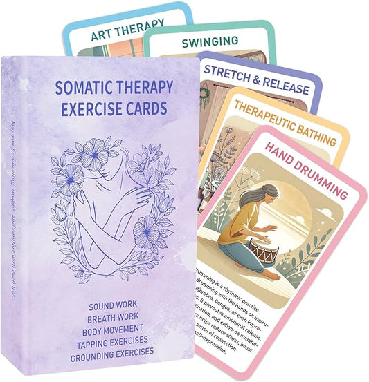 Somatic Therapy Coping Skill Cards for Nervous System Regulation, 50 Somatic Psychotherapy Exercises Cards for Trauma Healing, Emotional Regulation Self Care Anxiety Stress Relief Cards