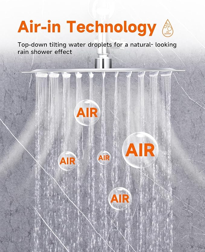 10 inch Rainfall Shower Head Combo Stainless Steel, THE FIRST WATERFALL mode, 10 Inch Rain Shower Head with Handheld 6 Spray Modes High Pressure, Overhead Shower Adjustable Extension Arm,Chrome