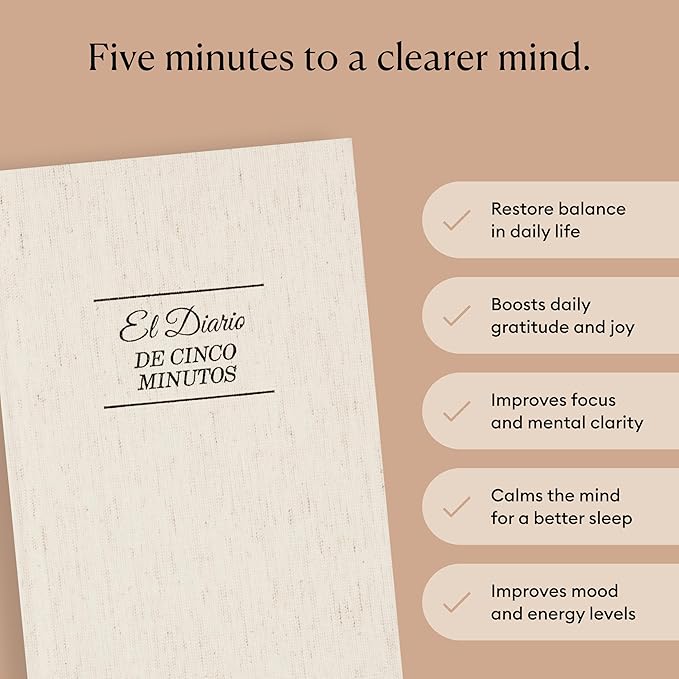 Intelligent Change Spanish Five Minute Journal, Original Daily Gratitude Journal, Reflection & Manifestation Journal for Mindfulness, Undated Daily Journal, Plastic-Free