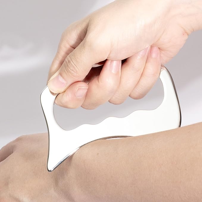 Gua sha Tool gua sha Stainless Steel iastm Tool Gussha Massage Tool Muscle Scraping Tool for Soft Tissue Therapy and Reduce Arms,Back, Legs, Neck Muscle Pain(SANliandao)………