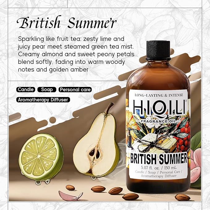 HIQILI British Summer Fragrance Oil for Diffuser, Inspired by Bvr.Berry Women Brit-Sumr, Candle & Soap Making, Bath Bombs - Fresh Sweet Notes, Long-Lasting Aroma - 5.07 Fl Oz