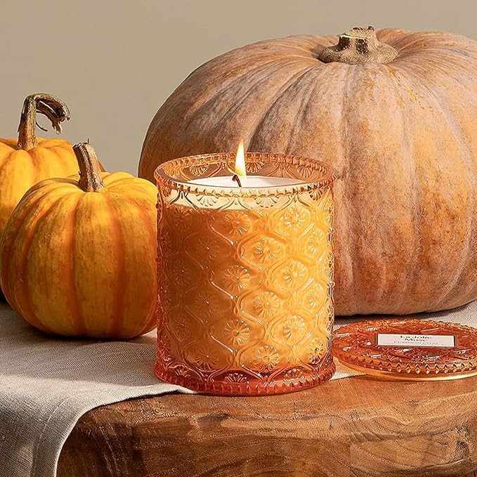 LA Jolie Muse Fall Candles, Pumpkin Chai Scented Candle, Natural Soy Candle, Autumn Candle Gift, Luxury Candles Gifts for Women & Men, House Warming Gift