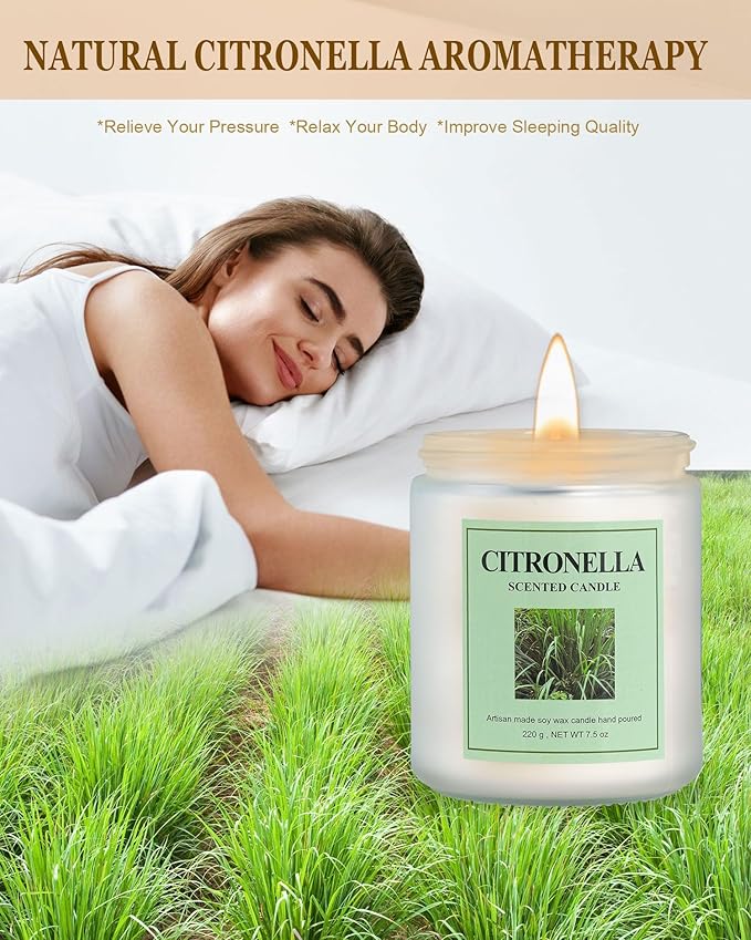 4 Pack Citronella Candle Set, 30 oz 200 Hour Home Aromatherapy Jar Candles, Long Lasting Aromatherapy Candles for Bedrooms Yoga Rooms Lounges Gardens Patios Balconies and Camping