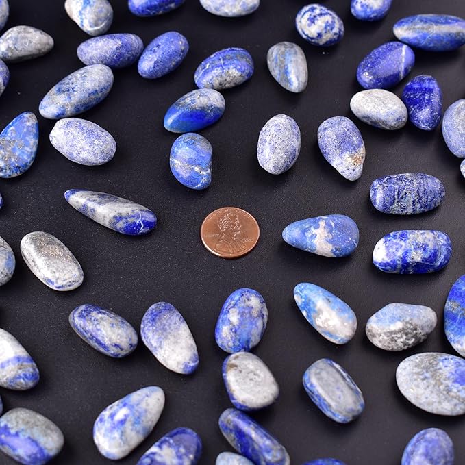 Lapis Lazuli Healing Crystal Stone Set - 24 Pieces, 0.6" Natural & Polished Stones for Healing, Meditation, Reiki, Chakra, Crafting & Decoration
