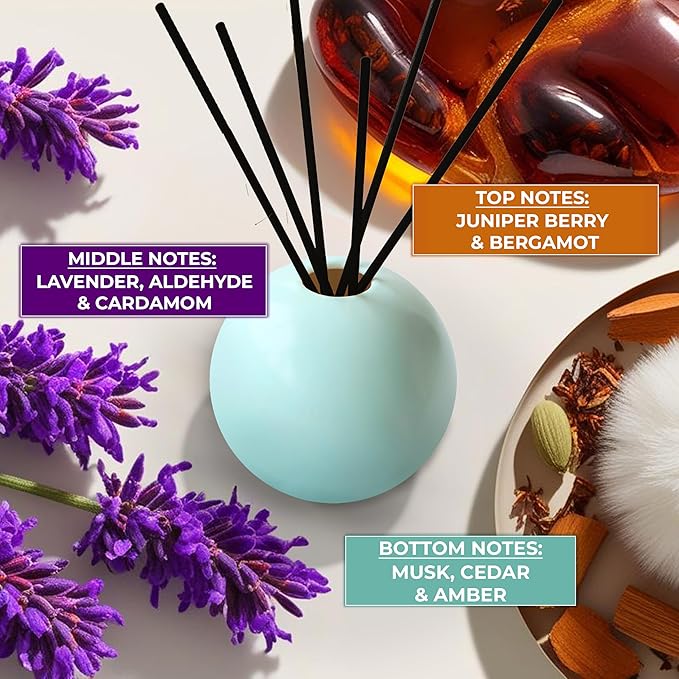Ceramic Reed Diffuser for Home, Ampure White Musk Fragrance (2X Stronger, 4 to 6 Months of Usage) in a Scent Bowl - 5 Natural Fiber Reed Sticks & Decorative Flower Set, Office Decor, Eco-Friendly
