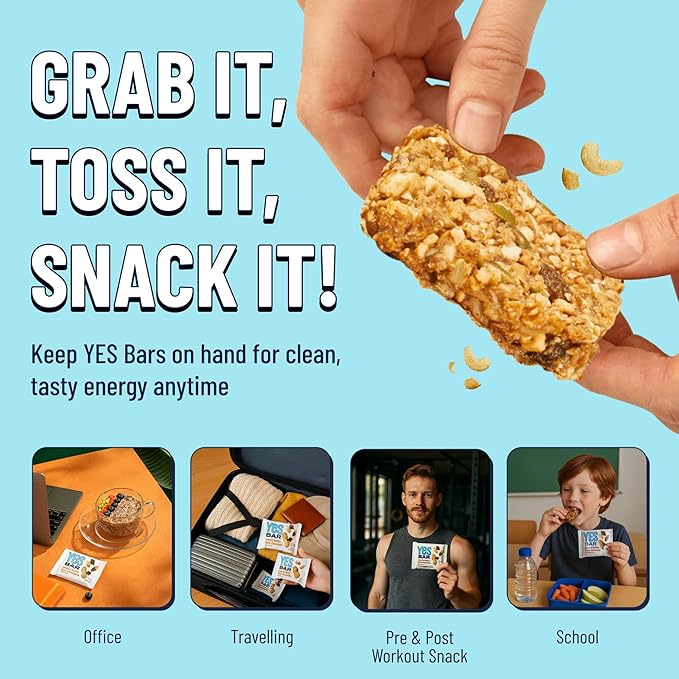 The YES Bar Apple Cinnamon Crisp – Plant Based Protein, Decadent Snack Bar – Vegan, Paleo, Gluten Free, Dairy Free, Low Sugar, Healthy Snack, Breakfast, Low Carb, Keto Friendly (Pack of 6)