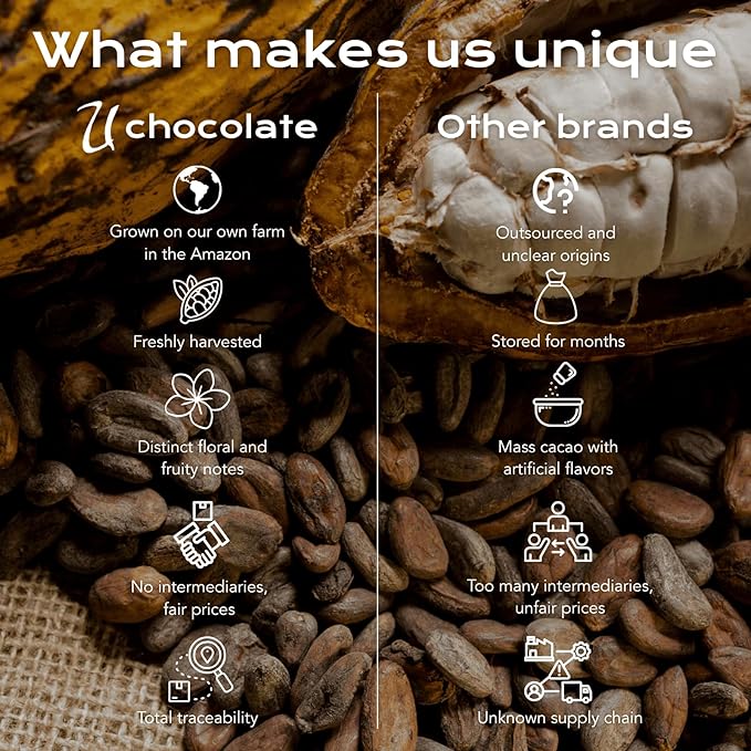 U Chocolate Creations | Organic Cacao Nibs (16 oz) | Fresh from our Farm | 100% natural, 0% Sugar | Perfect topping for healthy snacks, granola, ice cream, yogurt and baking recipes, flavanol-rich.