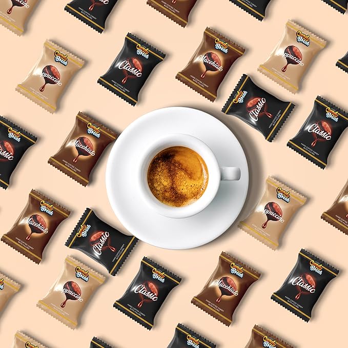 Candy Break Coffee Drops, Center Filled Hard Candy, Coffee Candy Individually Wrapped, Macchiato, Espresso, Cappuccino Flavored Candies, Caffeine Candies 2.2 Pound Bulk Bag, Variety Pack of 1