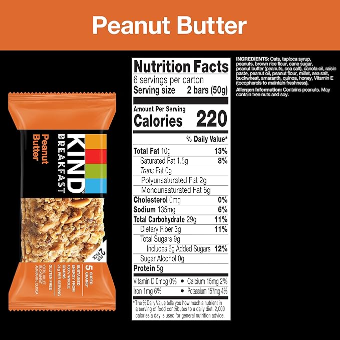 KIND Breakfast Bars, Variety Pack, Honey Oat, Almond Butter, and Peanut Butter, Healthy Snacks, Gluten Free, 3-8g Protein, 18 Count