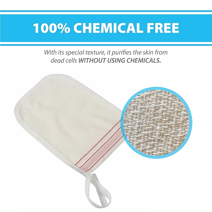 Turkish Exfoliating Gloves – Face & Body Exfoliation Mitts - Bath Hammam Spa Exfoliator Kese Glove - Body Scrub Glove to Remove Dead Skin – Brighten & Soften Skin – 4Pcs (White & Burgundy)
