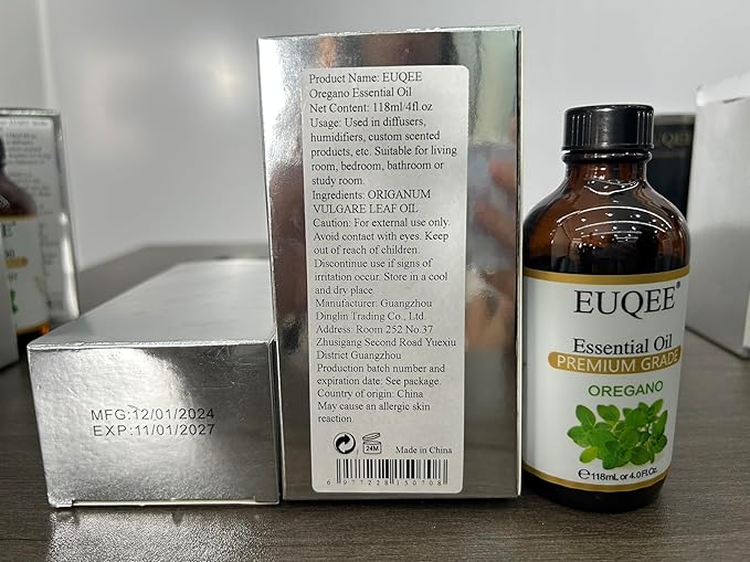 EUQEE Oregano Essential Oil 4oz / 118ML Large Capacity Oregano Oil Pure Aromatherapy Essential Oils with Glass Dropper for Candle Soap Making, Diffusers