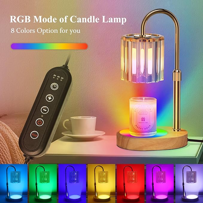 Lukasa Candle Warmer Lamp, with RGB LED Lights,Timer and Dimmer, Adjustable Height, House Warming Gifts New Home Decor, Gifts for Women Mom, Wax Melt Warmer for Scented Jar Candles
