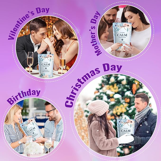 TranquilBliss Shower Steamers, Shower Bombs with Natural Fragrance, Self Care& Relaxation, Mother's Day, Christmas Birthday for Women and Mom, Individually Packaged, Purple Set 2 Packs(12 Tablets)