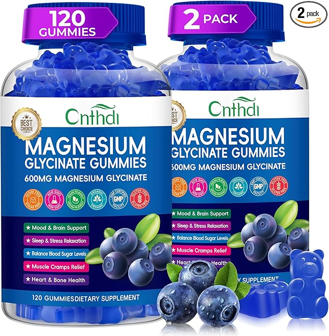 Magnesium Glycinate Gummies 600mg, Sugar Free Chewable Magnesium Gummies for Adults & Kids Relaxation, Bone Health, Stress Relief, Night Rest, No Melatonin, Gluten Free, Non GMO, Pectin, 240 Count
