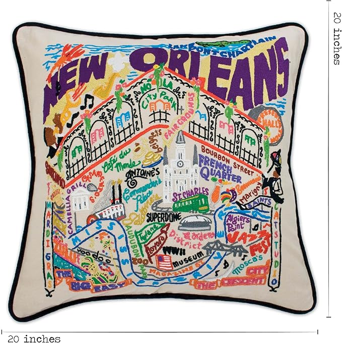 Catstudio New Orleans Embroidered Decorative Throw Pillow