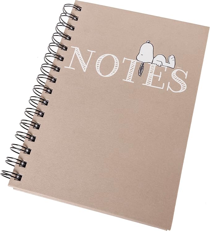 Graphique Snoopy Hardbound Spiral Journal, 160 Ruled Pages Hard Cover Notebook, Diary, Lists, Record Month and Date, Premium Paper, 6” x 8”