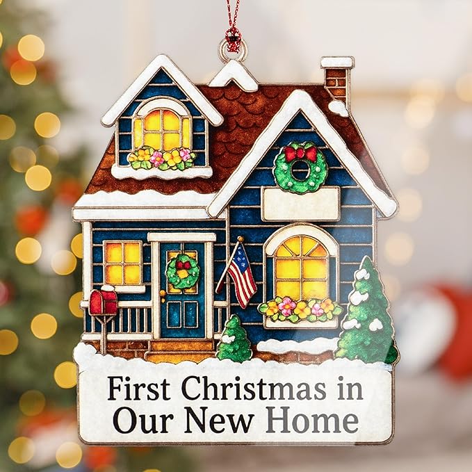 New Home Ornament 2025-New House Gift Ideas-Housewarming Gifts New Home-Xmas Ornament for Tree-Wooden Christmas Ornaments-White Elephant Gifts-Xmas Tree Decoration RUSATEN ONM-527-RST-NewCRM
