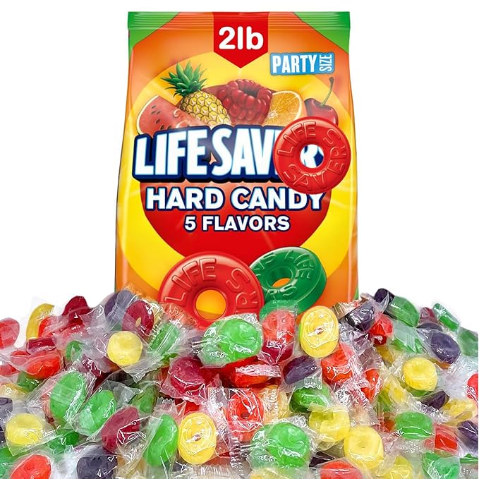 Fruit Candy Mix – 2LB Assorted Hard Candy in 5 Flavors: Cherry, Raspberry, Watermelon, Orange & Pineapple – Bulk Individually Wrapped Sweets for Holidays, Parties, Sharing & Everyday Treats