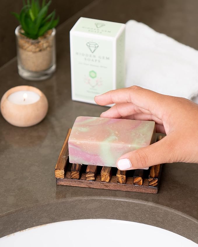 August Birthstone Peridot 3 Piece Gift Set All Natural Bar Soap, Bath Bomb, Shower Steamer Made in USA Palm Oil Free