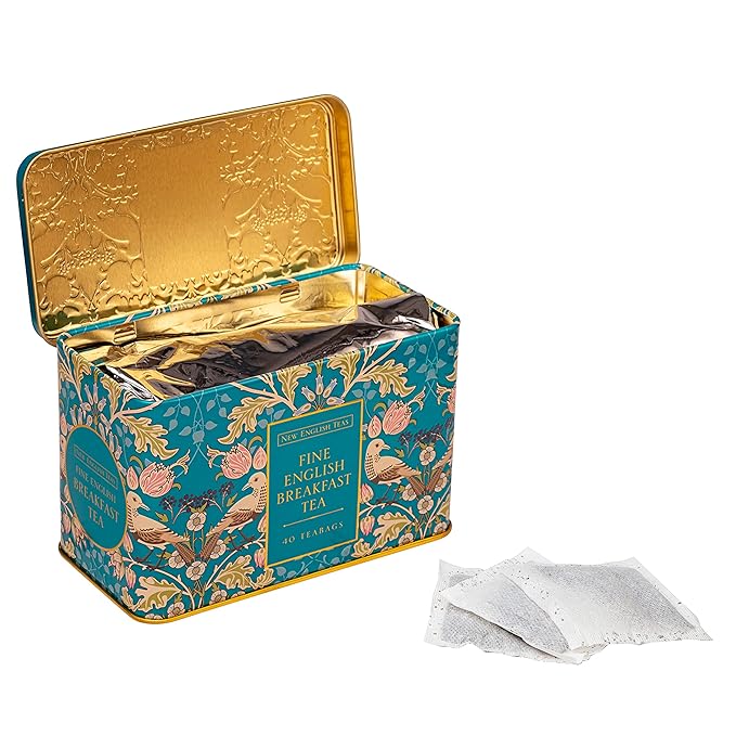 New English Teas Song Thrush & Berries Tea Tin with 40 English Breakfast Teabags