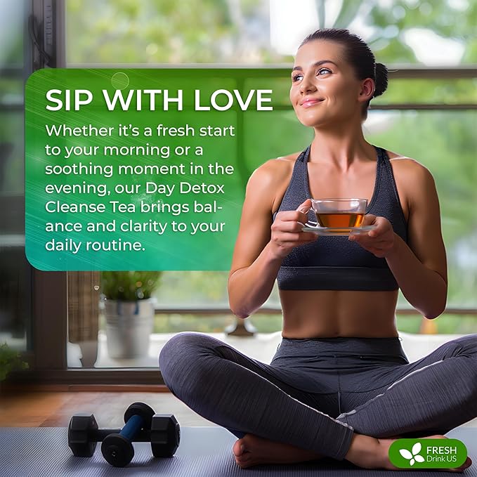 FreshDrinkUS, 75 Teabags of Herbal Day Cleanse Tea – 75 Day Program | Refreshing Mint Blend with Dandelion, Senna & Hibiscus | Naturally Supports Wellness & Light-Feeling | Caffeine-Free Herbal Tea