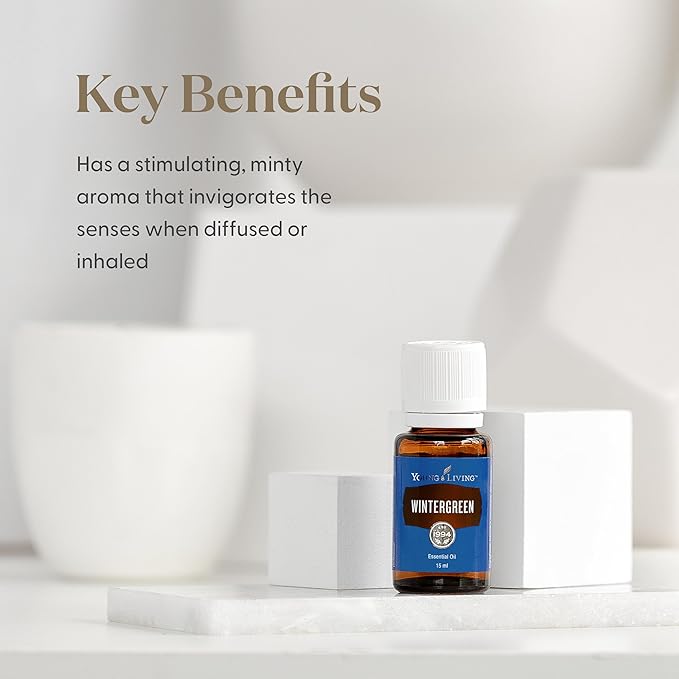 Wintergreen Pure Essential Oil 15ml by Young Living Essential Oil - Soothing Massage Oil - Experience a Refreshing and Invigorating Aura - Contains Cool & Minty Aroma