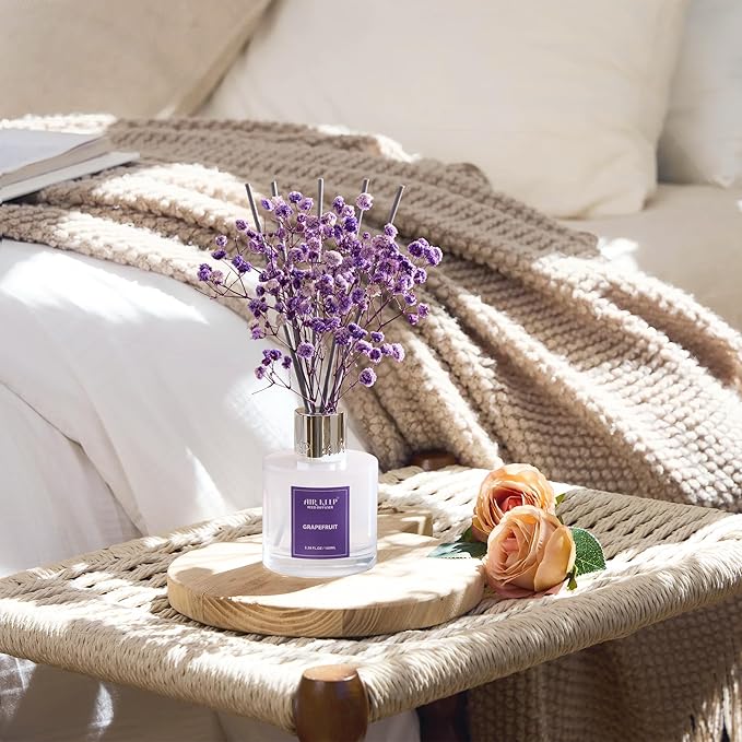 Airkeep Reed Diffuser Set,3.38 fl oz (100 ml) - Grapefruit Lemon Oil Diffusers with 8 Reed Sticks,Home Fragrance Reed Diffuser for Bathroom Shelf Decor