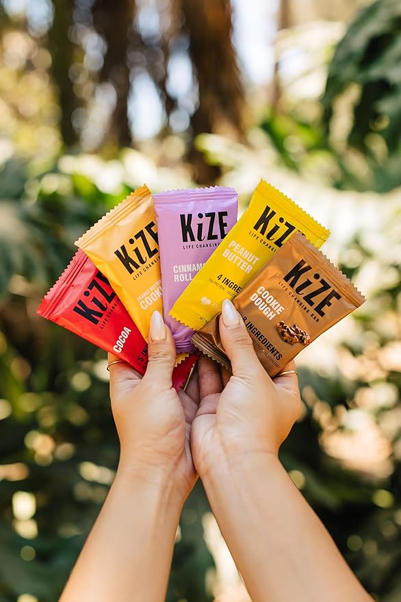 KiZE Energy Bars - Peanut Butter - Gluten Free, Non-GMO, and High Protein Meal Replacement Energy Bars, Clean and Simple Food Ingredients - 10g High Protein Snacks, (10 Count)