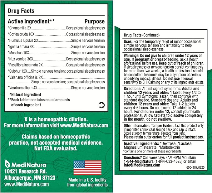 BHI Calming Stress Relief Blend 10 Natural Active Ingredients Help Restore Balance, Support Calm Mood & Sleep - Relax Mind & Body with Passionflower Chamomile & Valerian Root - 100 Tablets
