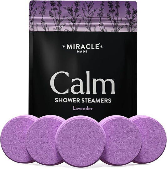 Miracle Made Lavender Aromatherapy Shower Steamers – Essential Oil Shower Bombs for Relaxation, Nasal Relief & Daily Self-Care – 15 Shower Melt Tablets