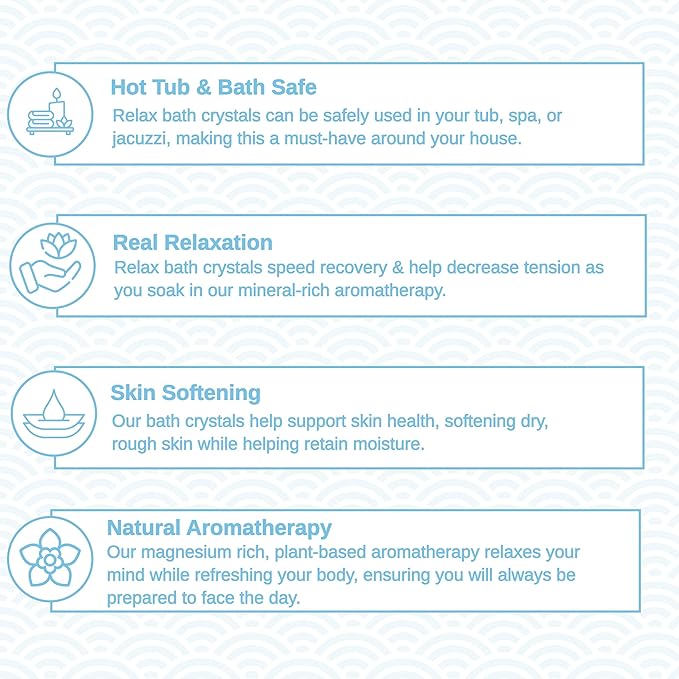 Relax Spa & Bath, Epsom & Dead Sea Salts, Aromatherapy Bath Salts for Hot Tub, Bath, or Spa, Infused with Magnesium, Muscle Therapy