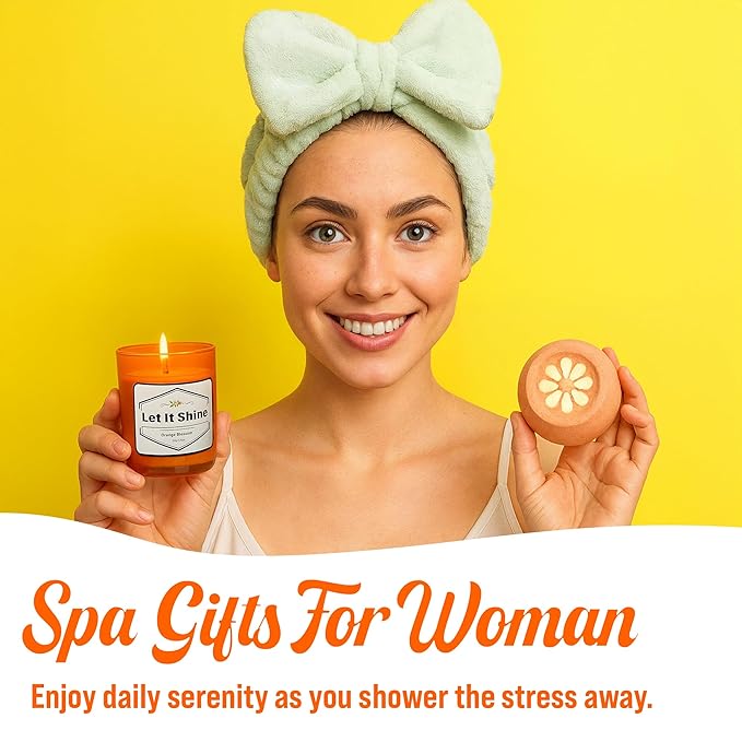 Sunny&Wise Orange Themed Gift Baskets for Women - Designed in USA - Care Package, Self Care Gifts, Get Well Soon, Thinking of You