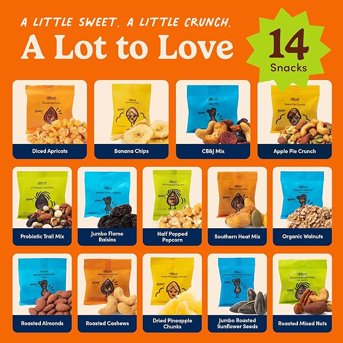 Nuts.com - Nuts and Dried Fruits Snack Box – Gourmet Mix Assortment for Fall, Thanksgiving and Festive Gifts – Package Includes Mixed Nuts, Dried Apricots & Fruits, Trail Mix, Heat Mix and Apple Pie Crunch