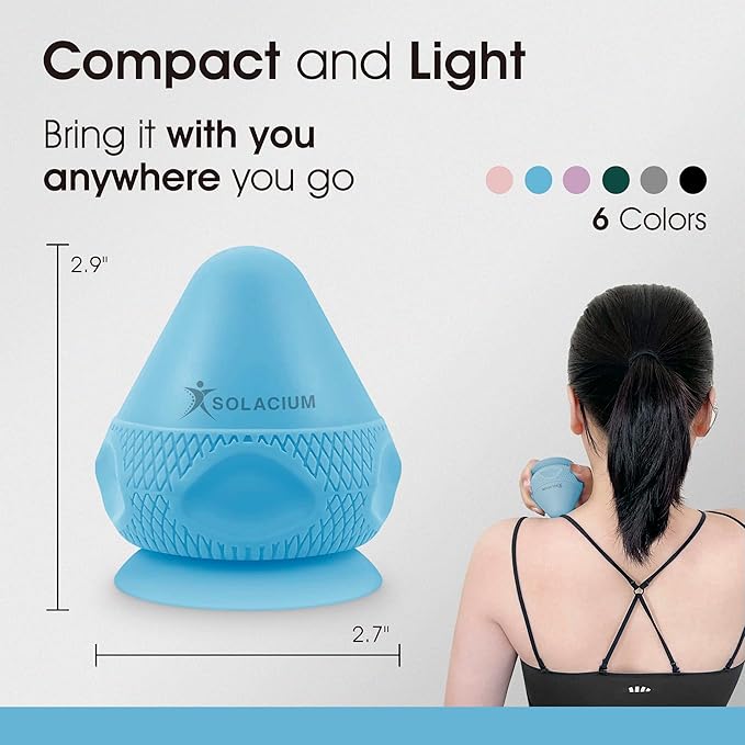Solacium Mountable Massage Therapy Tool - Multi-Surface Suction Cup Wall Massage Tool for Sore Muscles, Myofascial Release, Stress Relief, Trigger Point and Deep Tissue Massage (Light Blue)