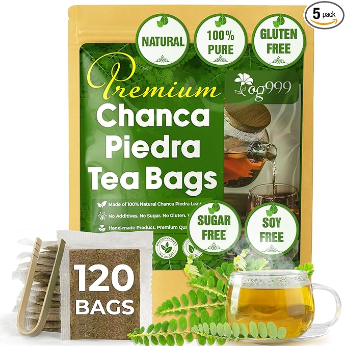 TOG999, Premium 120 Chanca Piedra Leaf Tea Bags, 100% Natural & Pure from Chanca Piedra Leaves. Loose Leaf Chanca Piedra Herbal Tea. Made with Natural Material Tea Bags. No Sugar, No Caffeine, No Gluten, Vegan.