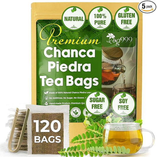 TOG999, Premium 120 Chanca Piedra Leaf Tea Bags, 100% Natural & Pure from Chanca Piedra Leaves. Loose Leaf Chanca Piedra Herbal Tea. Made with Natural Material Tea Bags. No Sugar, No Caffeine, No Gluten, Vegan.