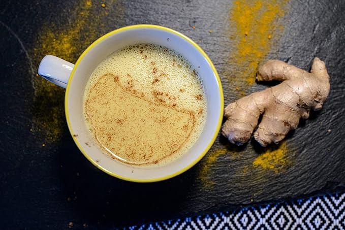 FIRE TEAS Golden Milk SUPERFOOD Powder - Organic Turmeric (Curcumin), Honey, Cardamom, Ginger, Cinnamon, Black Pepper - Relaxing, Naturally Sweet, Delicious Adaptogen, Coffee Alternative, Helps Sleep