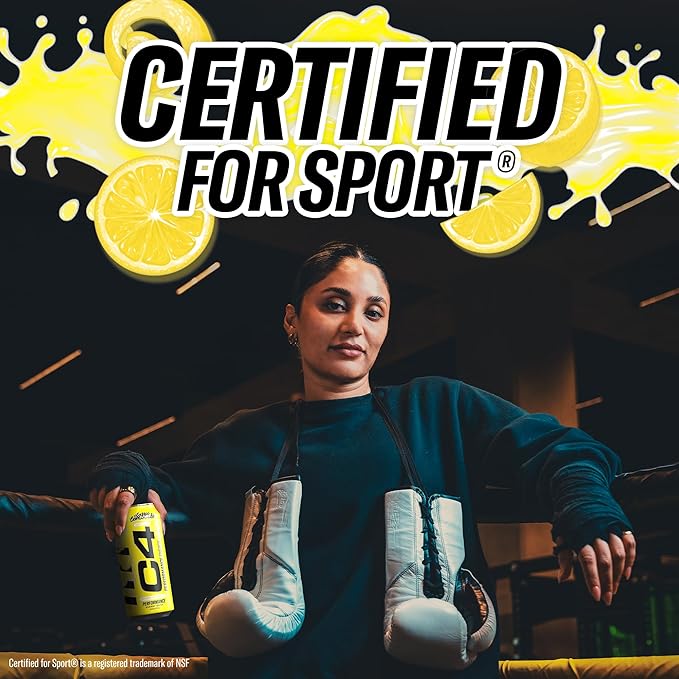 Cellucor C4 Energy Drink, Lemonade Limited Edition Carbonated, Sugar Free Pre Workout Performance Drink with no Artificial Colors or Dyes, 16oz Pack of 12