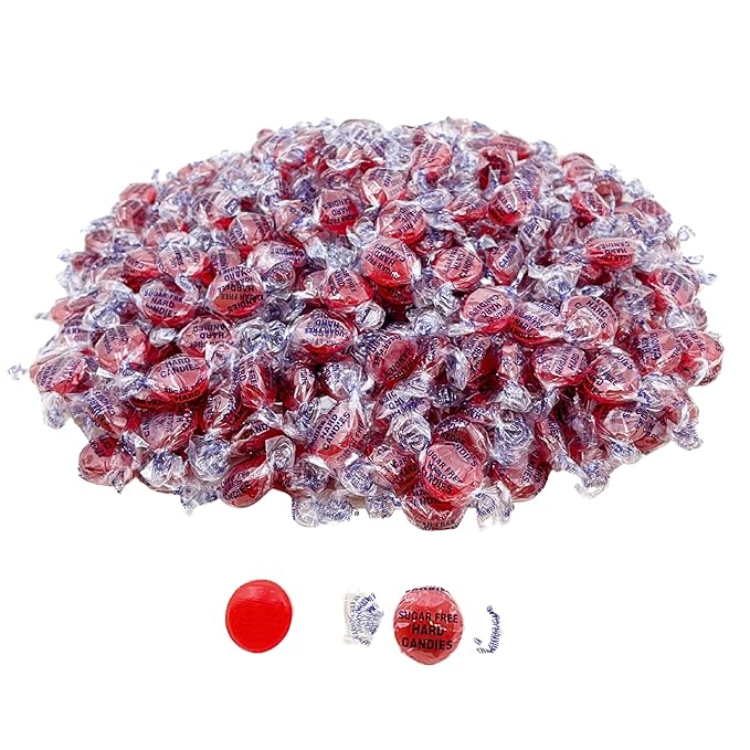 Sugar Free Fiery Cinnamon Hard Candy Discs -1 lb Bag Individually Wrapped Keto And Diabetic Friendly Cinnamon Flavored Gourmet Candies (16oz)