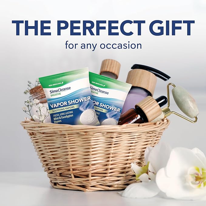 Sinucleanse Vapor Shower Steamers, All Natural Eucalyptus & Mint Aromatherapy, 12 Extra Large Vapor Shower Tablets, Relaxation and Spa Gifts for Women and Men, Made in USA