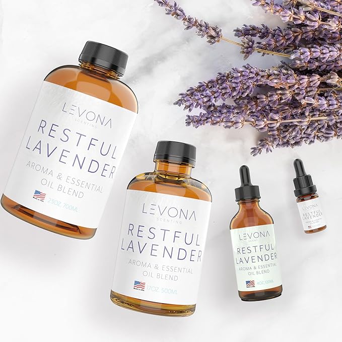Levona Scent Essential Oils - Scents for Home, Hotel & Office Use - Perfect for Home Diffuser & Humidifiers - Aroma Fragrance Oil, Ideal for Massage, Relaxation, and Spa - Restful Lavender, 120ml