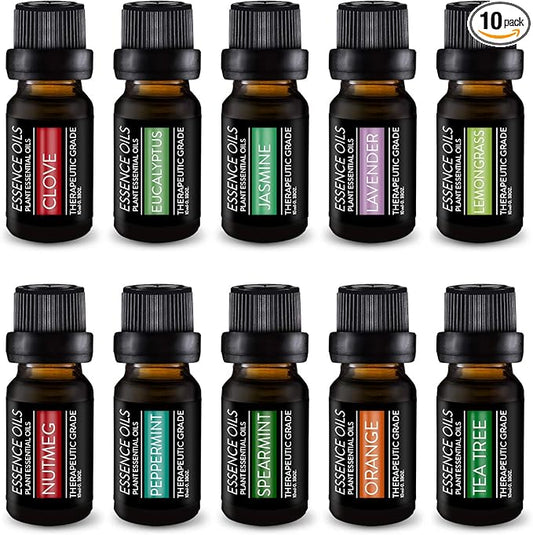 Pure Daily Care Aromatherapy Top 10 Essential Oil Set – Therapeutic Grade Single Ingredient Oils – Uplift Mind, Body and Spirit – 10 x 10 Ml Bottles – No Fillers & No Additives