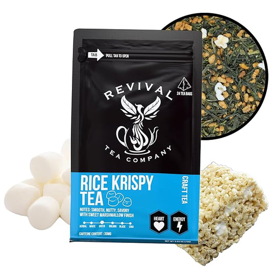 Revival Tea Company Rice Krispy Tea - Green Tea Blend with Toasted Rice and Marshmallow Flavor - Loose Leaf 6 Ounces