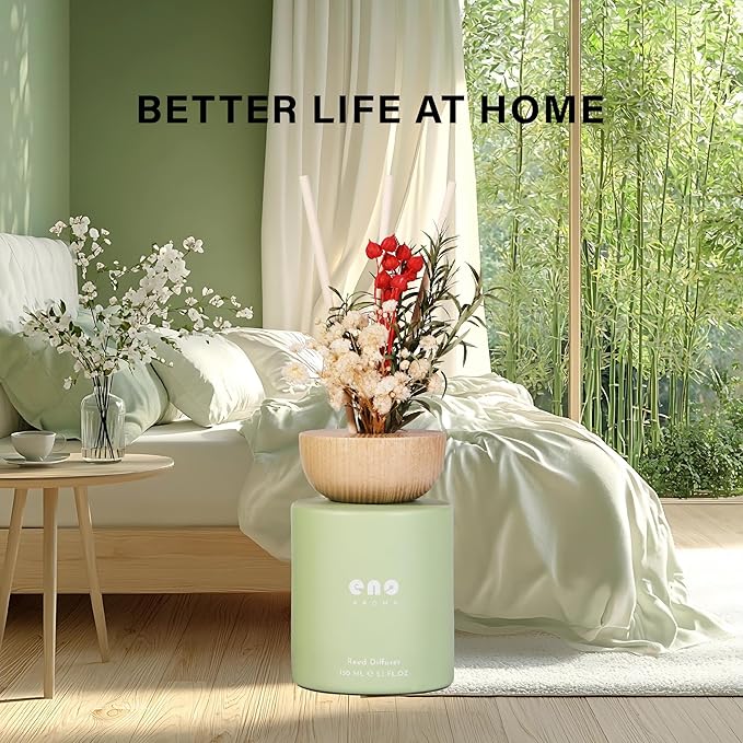 Reed Diffuser Set with Really Dried Flowers, Essential Oils Scented Diffuser with Sticks, Air Fresheners Home Fragrance for Bathroom Shelf Decor & Gift, 5.1oz / 150ml