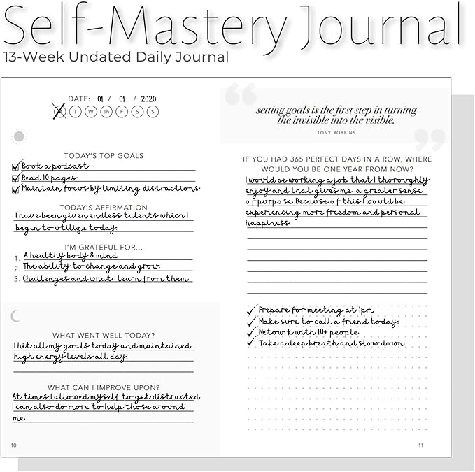 Self-Mastery Journal for Men - Gratitude Journals – 5 Minute Journal - Reflection Manifestation Journals for Mindfulness – Self Care Journal – Goal/Guided Gratitude Journal for Women & Men