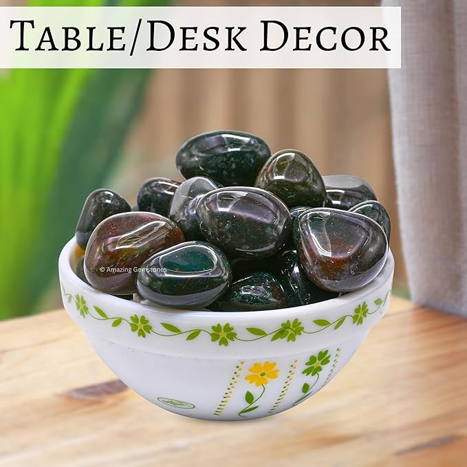 Amazing Gemstone Bloodstone Crystals & Healing Stones Tumbled - 1 oz Bloodstone Stone Gem Stones, Natural Healing Energy Balance, Stress Relief - Premium Polished Gems Rocks for Meditation & Wellness