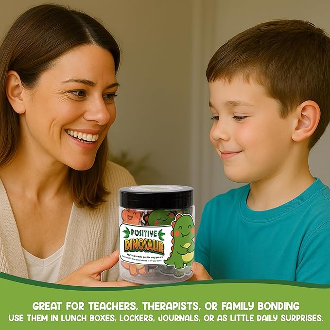 Positive Dinosaur Cheer Up Jar, 60 Affirmation Cards for Teens, Teen Girl Gifts Trendy Stuff, Back to School Gifts for Students, Teen Girls, Boys