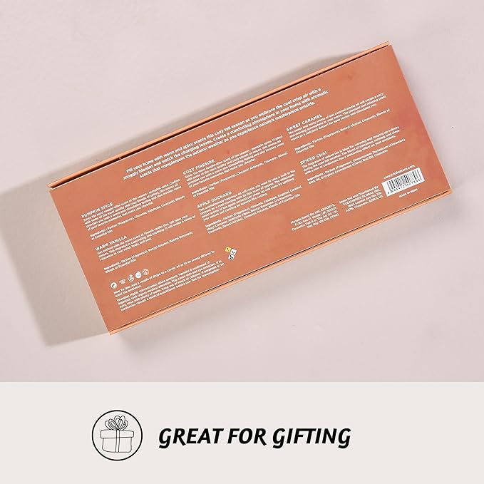 Folkulture Essential Oils Set of 6 for Diffuser - Pumpkin Spice, Caramel, Vanilla Fragrance Oil Scents for Home