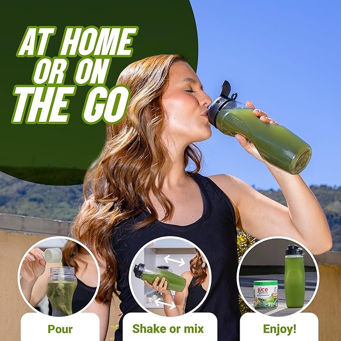 Terra Kai Organics JUCE Green Superfood Powder, Organic Fruits and Veggies Supplement W/ 77 Superfoods Plus Prebiotic Probiotic Blend, Harvest Apple Flavor - 20 Servings (250 g)