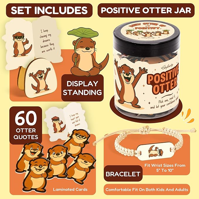 Positive Otter Gifts For Otter Lovers - Daily Affirmation Cards For Women Friend, Emotional Support Coworker Birthday Gift For Men, Mental Health Encouragement Inspirational Teen Girl Gifts